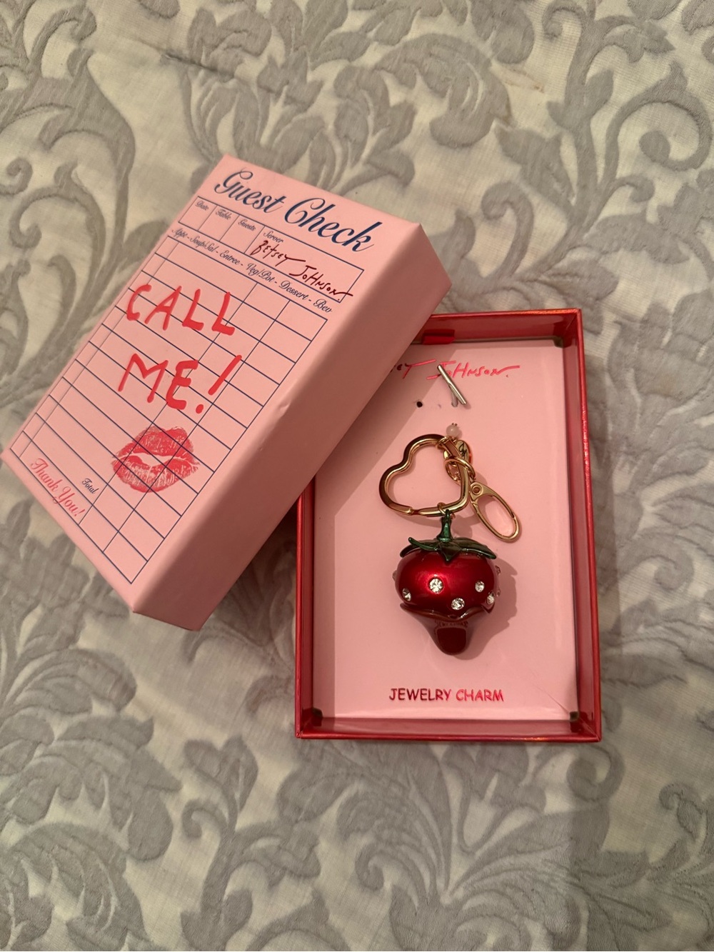 Betsy Johnson Red Strawberry Charm Keychain - Jewelry Charm